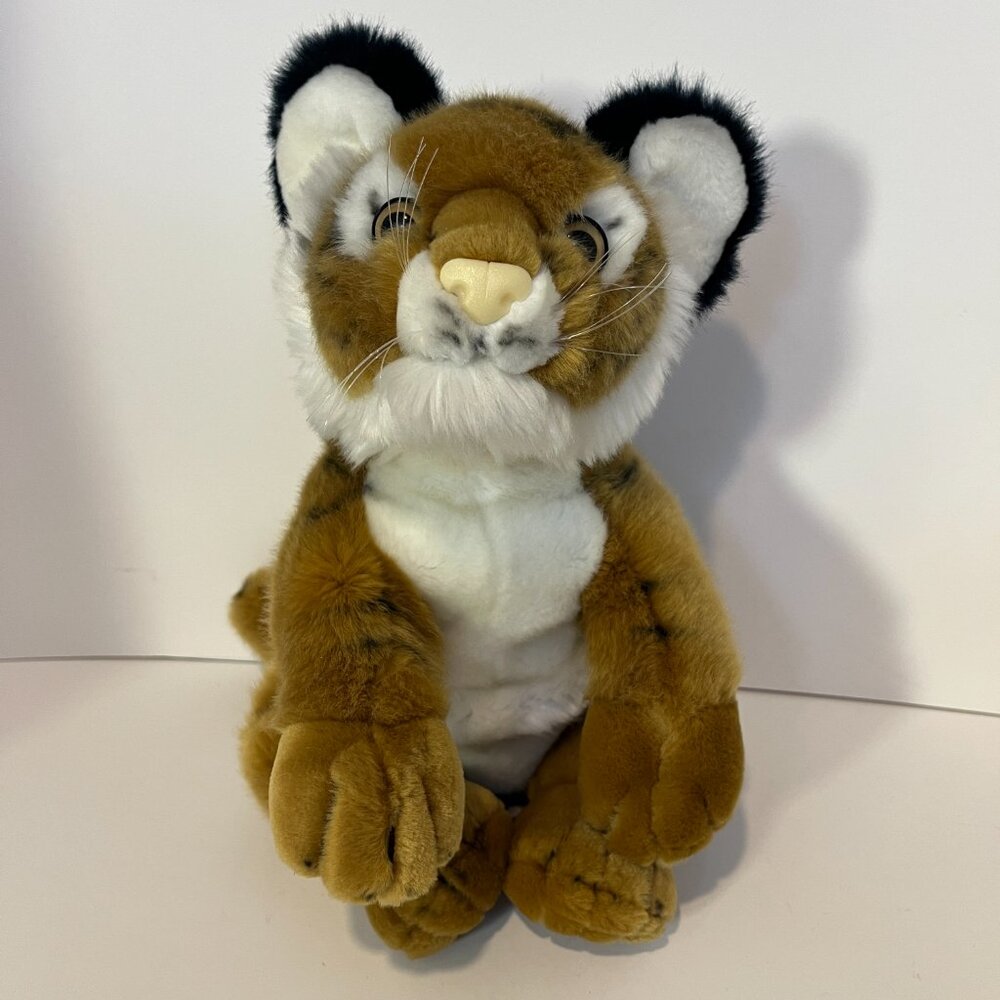 Vintage Kuschelwuschel German Tiger Plush Stuffed Animal Toy 12" Cuddly Soft